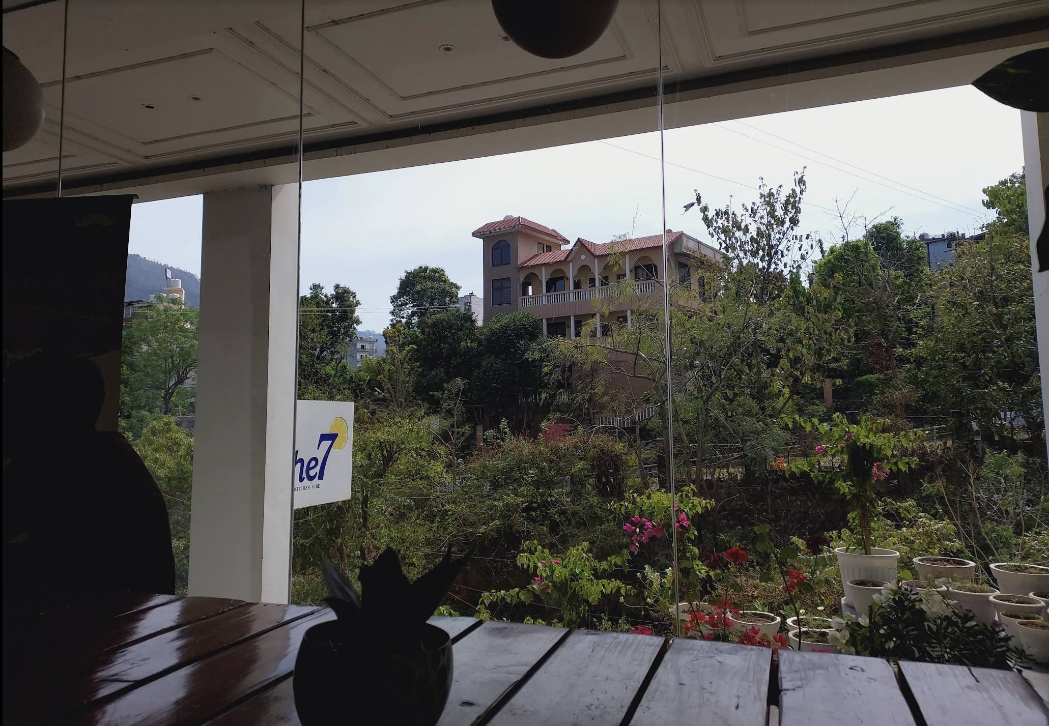 The view from inside Mustache Hotel reception